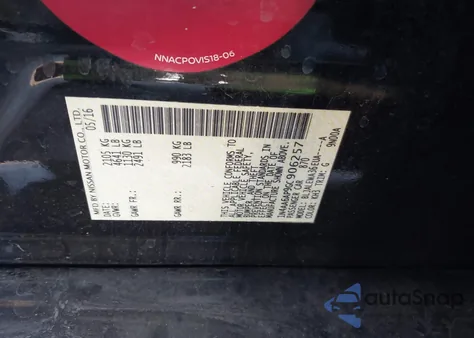 2016 Nissan Maxima 3.5 Sl z USA, uszkodzony, nr VIN 1N4AA6AP9GC906257